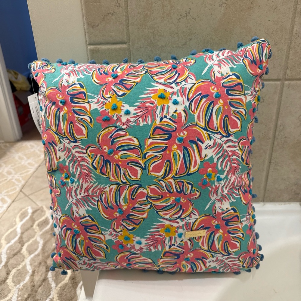 Simply Southern Vibrant Floral Pillow - Pink, Blue, Yellow